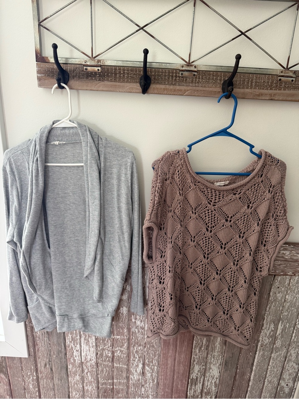 Women’s Maurices Large Lot - LGray Cardigan and Brown Short-Sleeve Knit Sweater
